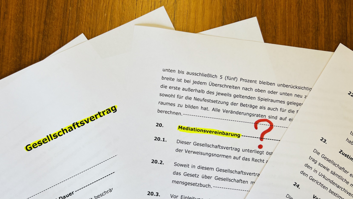 Mediationsklausel im Gesellschaftsvertrag 